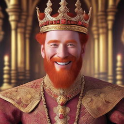 A portrait of a character: a king with red hair and a smile