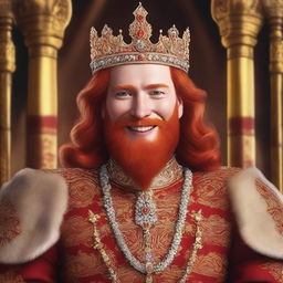 A portrait of a character: a king with red hair and a smile