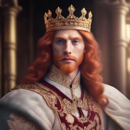 A portrait of a character: a king with light red hair