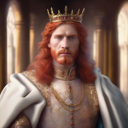 A portrait of a character: a king with light red hair