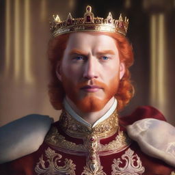 A portrait of a character: a king with light red hair