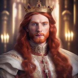 A portrait of a character: a king with light red hair