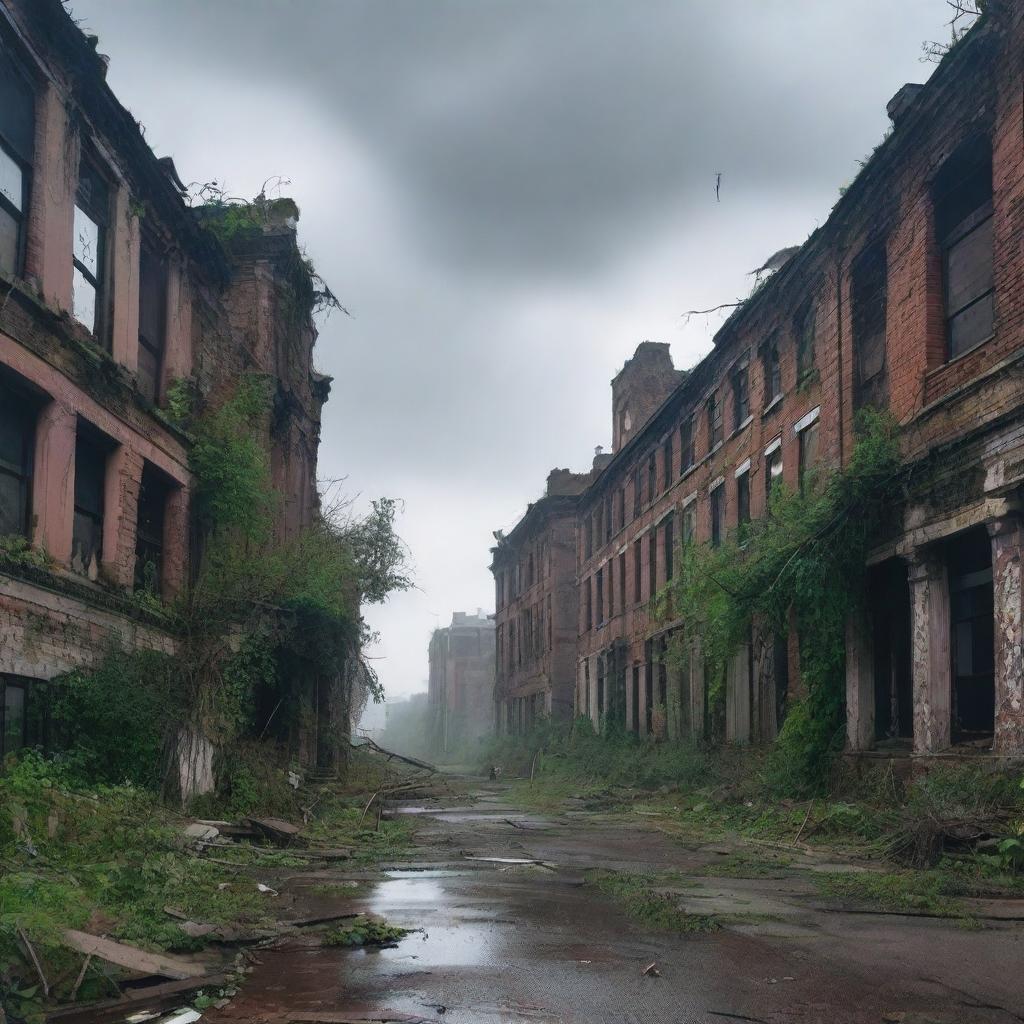 A detailed image of a city that has been abandoned for several years