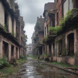 A detailed image of a city that has been abandoned for several years