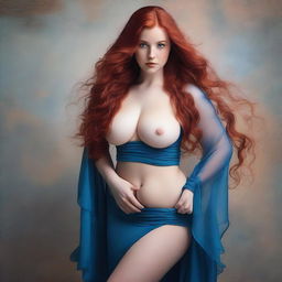 A captivating young woman with a voluptuous figure, including large breasts, and a slightly heavy build