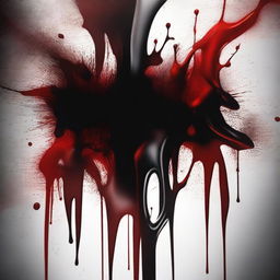 Create an artistic image that embodies the concept of 'blood art', with dark, intense colors and abstract shapes that suggest the flow and texture of blood