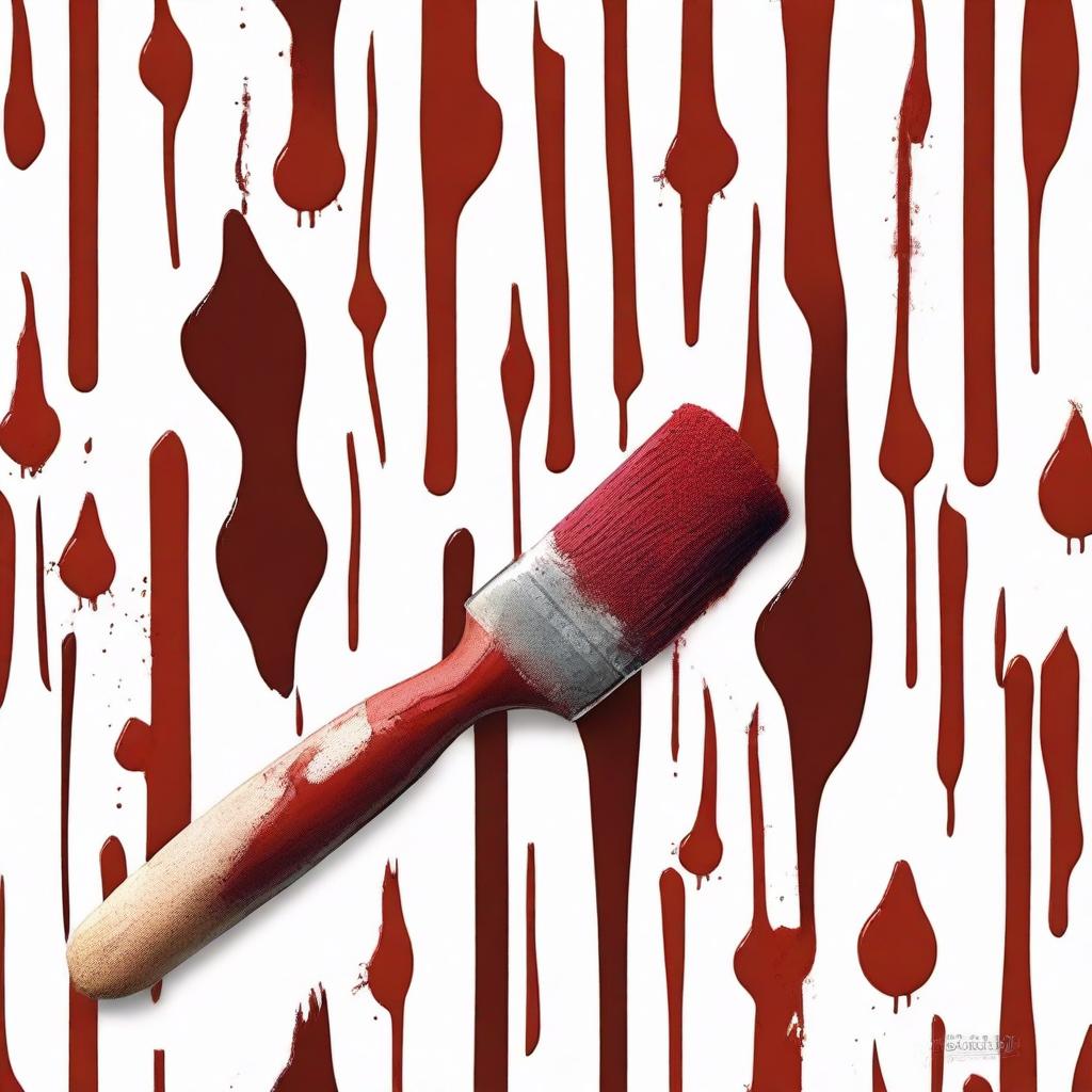 Create a detailed image of a painting brush covered in blood