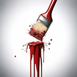 Create a detailed image of a painting brush covered in blood