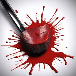 Create a detailed image of a painting brush covered in blood