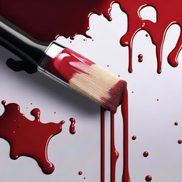 Create a detailed image of a painting brush covered in blood