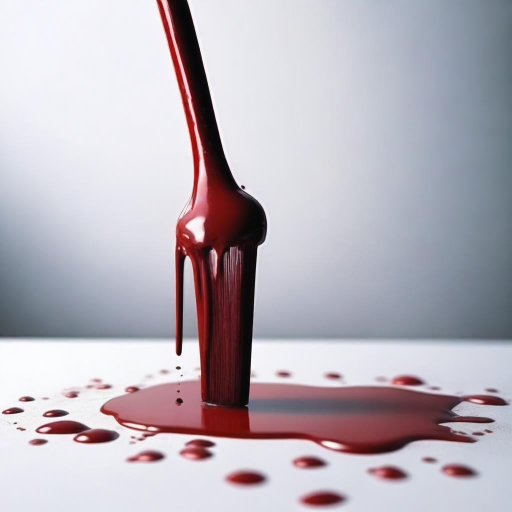 Create an image of a painting brush with blood on it