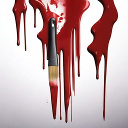 Create an image of a painting brush with blood on it