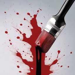 Create an image of a painting brush with blood on it