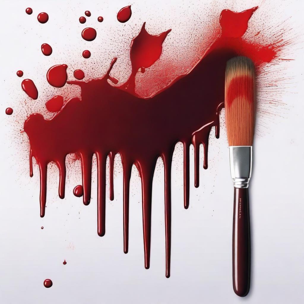 Create a detailed image of a painting brush with blood on it