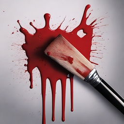 Create a detailed image of a painting brush with blood on it