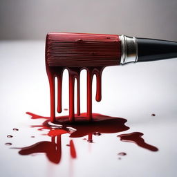 Create a close-up image of a painting brush with blood on it