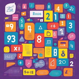 A colorful and engaging cover for a mathematics book designed for a 10-year-old child