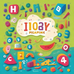 A colorful and engaging cover for a mathematics book designed for a 10-year-old child