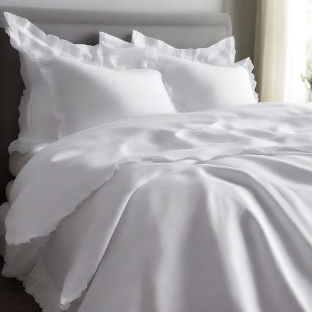 A detailed image of a duvet cover without tassels, featuring tied bows along the edge