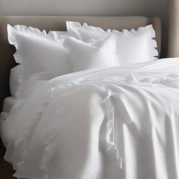 A detailed image of a duvet cover without tassels, featuring tied bows along the edge