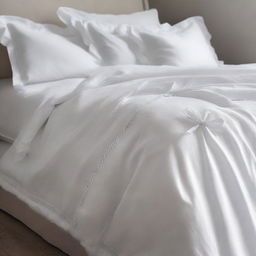 A detailed image of a duvet cover without tassels, featuring tied bows along the edge