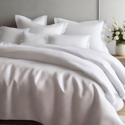 A detailed image of a duvet cover without tassels, featuring tied bows along the edge