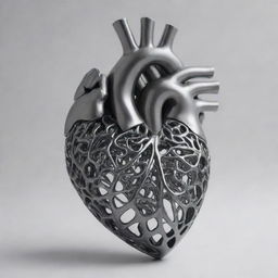 A human heart intricately crafted from shiny steel.