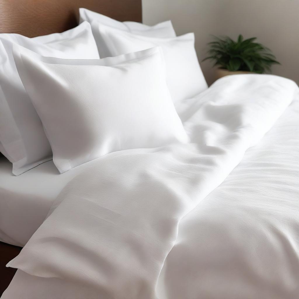 A detailed image of a lightweight cotton duvet cover without any decorative elements