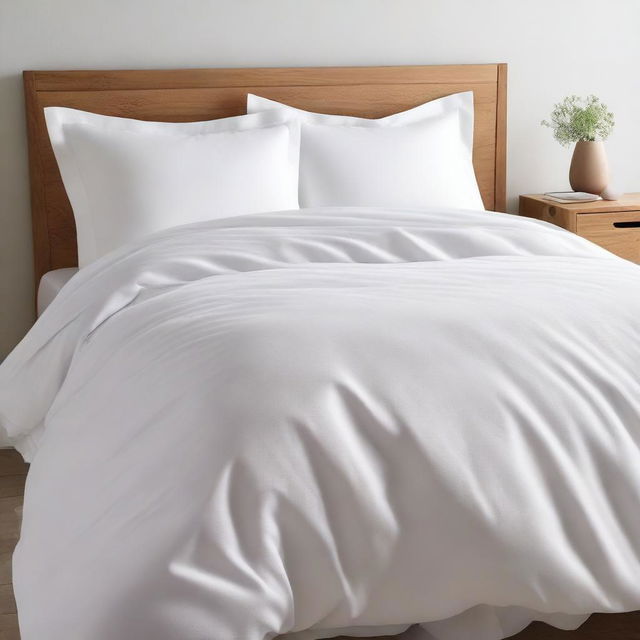 A detailed image of a lightweight cotton duvet cover without any decorative elements