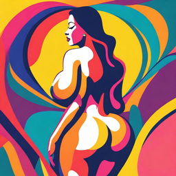 A stylized depiction of a woman with exaggerated curves, focusing on her large posterior