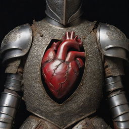 A human heart encased in a detailed suit of medieval-style armor.