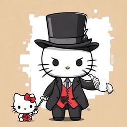 Create an image of Hello Kitty dressed as Fyodor Dostoyevsky from the anime Bungo Stray Dogs