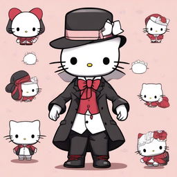 Create an image of Hello Kitty dressed as Fyodor Dostoyevsky from the anime Bungo Stray Dogs