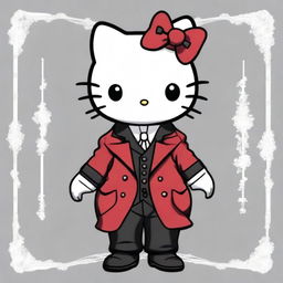 Create an image of Hello Kitty dressed as Fyodor Dostoyevsky from the anime Bungo Stray Dogs