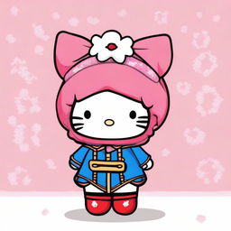 Create an image of Hello Kitty dressed as a Russian character