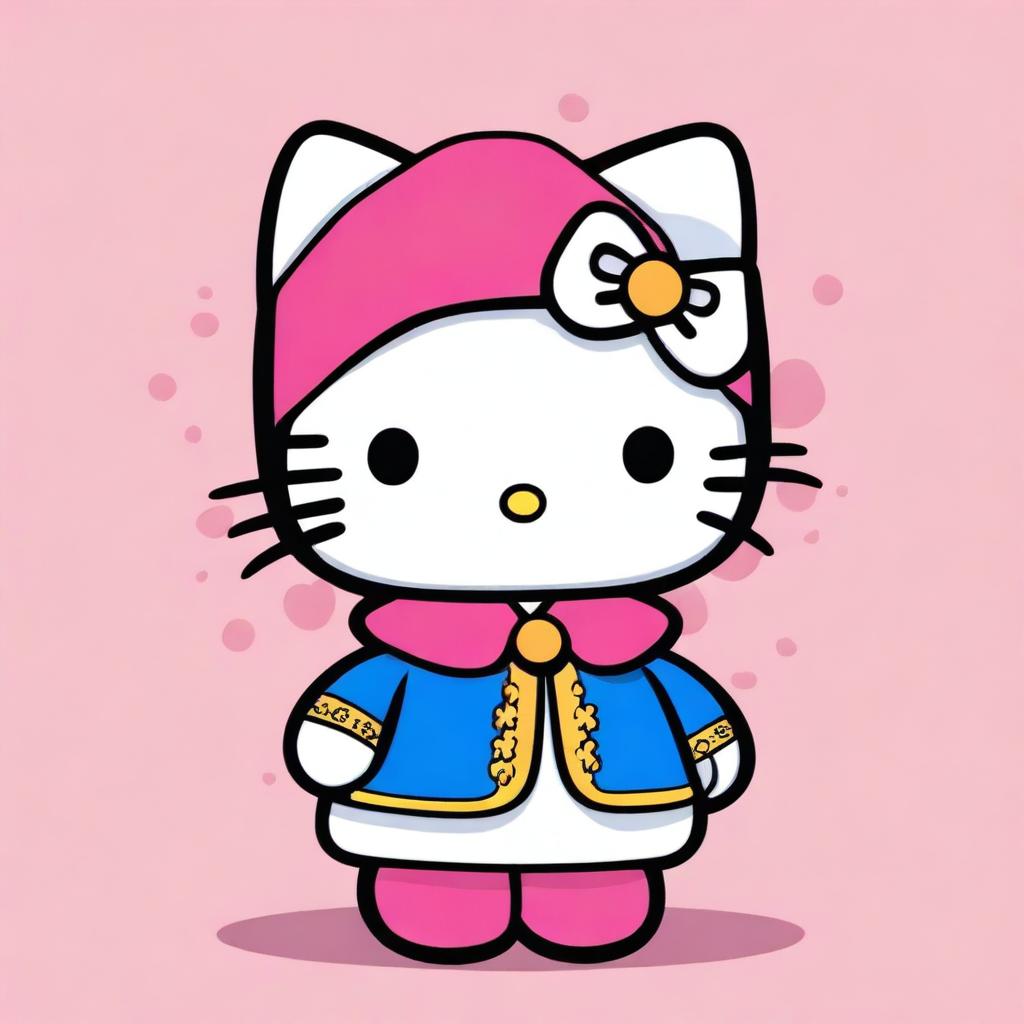 Create an image of Hello Kitty dressed as a Russian character