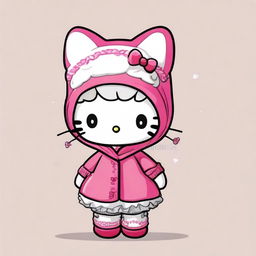 Create an image of Hello Kitty dressed as a Russian character