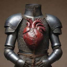 A human heart encased in a detailed suit of medieval-style armor.