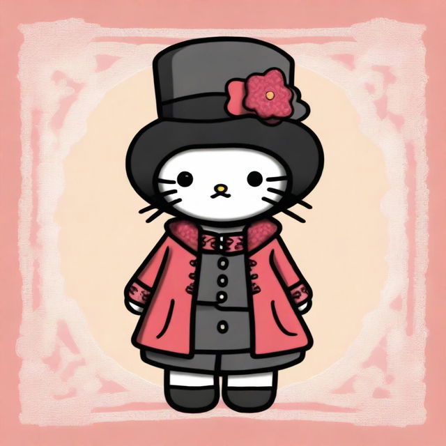 Create an image of Hello Kitty dressed as Fyodor Dostoyevsky