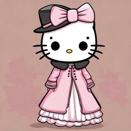 Create an image of Hello Kitty dressed as Fyodor Dostoyevsky