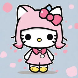 A classic Hello Kitty character wearing a cute outfit