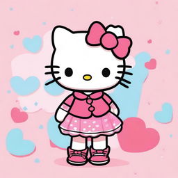 A classic Hello Kitty character wearing a cute outfit