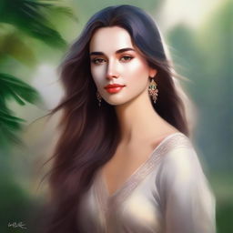 A detailed digital painting of a woman