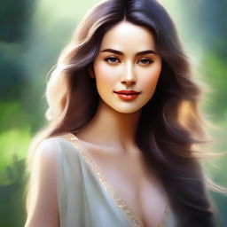 A detailed digital painting of a woman