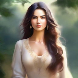 A detailed digital painting of a woman