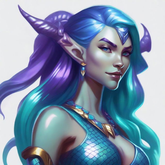 A portrait of a female Triton from Dungeons & Dragons 5e