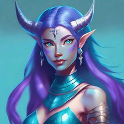 A portrait of a female Triton from Dungeons & Dragons 5e