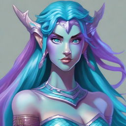 A detailed portrait of a female Triton from Dungeons & Dragons