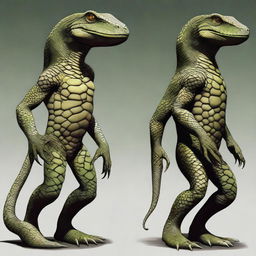 A detailed transformation of a lizardfolk into snakefolk