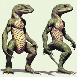 A detailed transformation of a lizardfolk into snakefolk